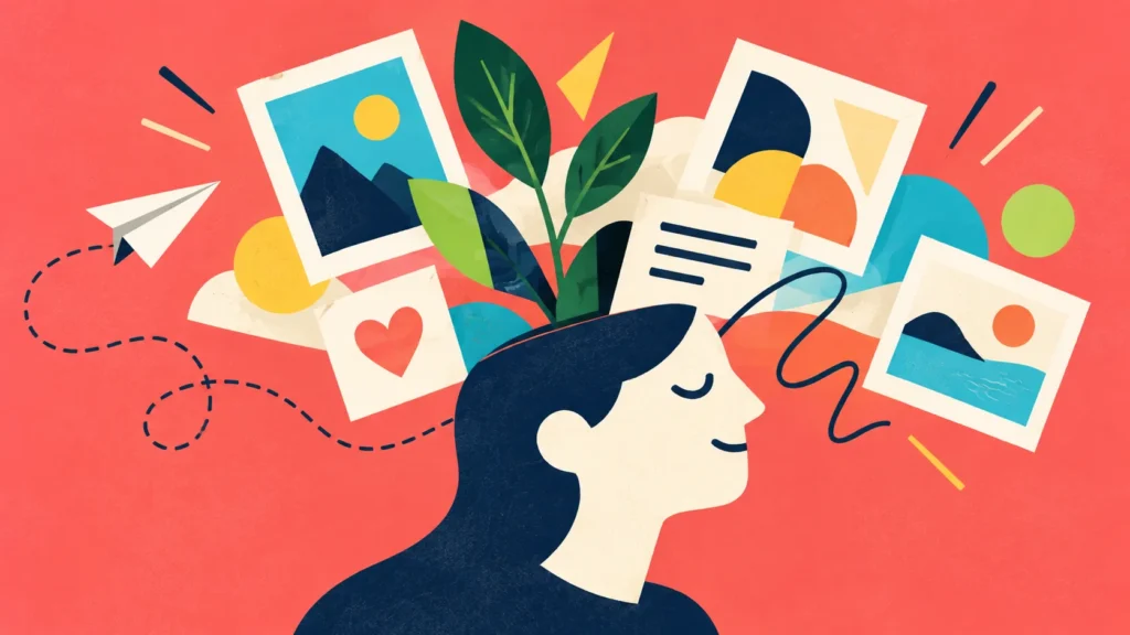 Un univers d’images et d’idées émerge du profil d’une personne.